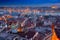 Long exposure panoramic cityscape of Istanbul at a warm calm eve