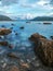 Long exposure photo of stone seashore
