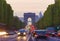 Long exposure photo of street traffic near Arc de Triomphe, Champs Elysees