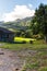 Long exposure photograph of a green landscape of Asturias located in the port of San Isidro.The photo is shot at sunrise and is