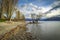 Long Exposure Photography Panorama with trees in the water at Queenstown Lake