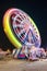 Long exposure picture of a Ferrys wheel rotating in a small local amusement park