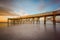 Long exposure of the pier at Isle of Palms at sunrise, near Charleston, South Carolina