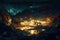 long exposure of a remote mine site illuminated at night