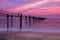 Long exposure sea pier with beautiful sunset