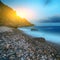 Long exposure of sea and rocks