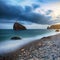 Long exposure of sea and rocks