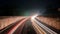 Long exposure shot of a busy freeway at night