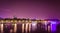 Long exposure shot of night lights in Sava river reflection and Usce tower in Belgrade