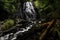 Long exposure shot of a splashing cascading waterfall in the rainforest