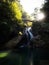 Long exposure of Slap Sum waterfall bridge, soft sun light at Vintgar Gorge Canyon Radovna river in Lake Bled Slovenia