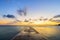 Long exposure at sunset of cement pier