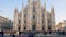 Long exposure time lapse of Duomo di Milano or Milan Cathedral, main landmark in the centre of the city, Italy