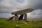Long exposure view of the Kilclooney Dolmen in County Donegal in Ireland