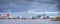 Long exposure view Thames barrier, a retractable barrier system designed to prevent the floodplain of most of Greater London