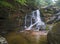 Long exposure waterfall Poledni vodopad in Jizerske hory mounta