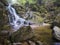 Long exposure waterfall Poledni vodopad in Jizerske hory mountain