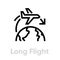Long flight airplane icon. Editable line vector.
