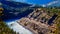 Long Freight Trains following the Thompson and Fraser Rivers along steep Cliffs and through Tunnels in the Fraser Canyon