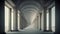 Long futuristic corridor passage way with arches, Generative AI