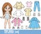 Long hair braided girl and clothes separately - casual dress, hoodie, tunic, shirt, jeans and sneakers doll for dressing