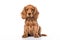 a long hair puppy Cocker Spaniel dog in front of a white background. Generative ai