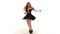 Long Hair Young Woman Dancing in Black Dress