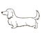 Long haired dachshund outlines only