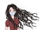 Long-haired girl in medical face mask. Dangerous chinese coronavirus quarantine, covid-19 spread. Vector flat