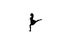 Long-haired woman dancer dancing contemporary dance, jumps and makes split, on white, silhouette, slow motion