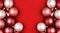 Long high resolution banner for Christmas New Years red pink white decorative balls on crimson background