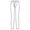 Long Johns underwear technical fashion illustration with elastic waistband, vertical fly knit pants apparel lingerie