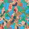 Long life fu chinese japan crane seamless pattern