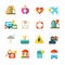 Long life insurance vector flat icons. Family money protection symbols