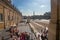 Long lines of tourists stay on Piazza San Pietro