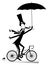 Long mustache man rides on the bike isolated illustration