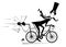 Long mustache man in the top hat rides on the bicycle illustration