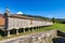 The long and narrow grain store, horreo at Carnota in Galicia, Spain