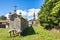 The long and narrow grain store, horreo at Carnota in Galicia, Spain