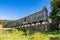 The long and narrow grain store, horreo at Lira in Galicia, Spain