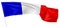 Long national flag of France with flagpole