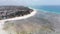 Long Ocean Low Tide with Bared Bottom in Shallow Water, Zanzibar, Aerial View