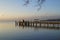 long pier in Herrsching on Lake Ammersee in Bavaria on clear December day (Germany)