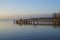 long pier in Herrsching on Lake Ammersee in Bavaria on clear December day (Germany)