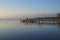 long pier in Herrsching on Lake Ammersee in Bavaria on clear December day (Germany)