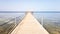 Long pontoon on the Red Sea in Egypt. Pontoon for descent into the water. Wooden bridge on the territory of the Amway Hotel in