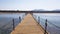 Long pontoon on the Red Sea in Egypt. Pontoon for descent into the water. Wooden bridge on the territory of the Amway Hotel in