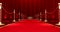 Long red carpet between rope barriers, Realistic red carpet and pedestal