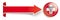 Long Red Convert Arrow Aesculapian Staff Button