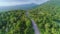 Long road coconut palm tree landscape drone view